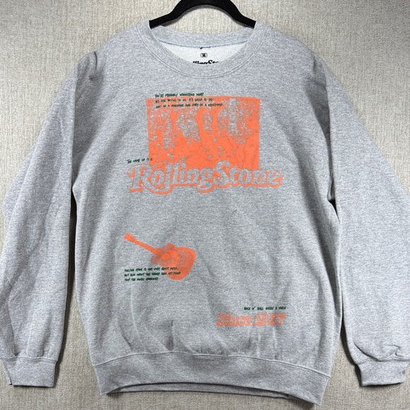 Rolling Stone Magazine Other - Rolling Stone Magazine Gray and Orange Crewneck Sweatshirt M